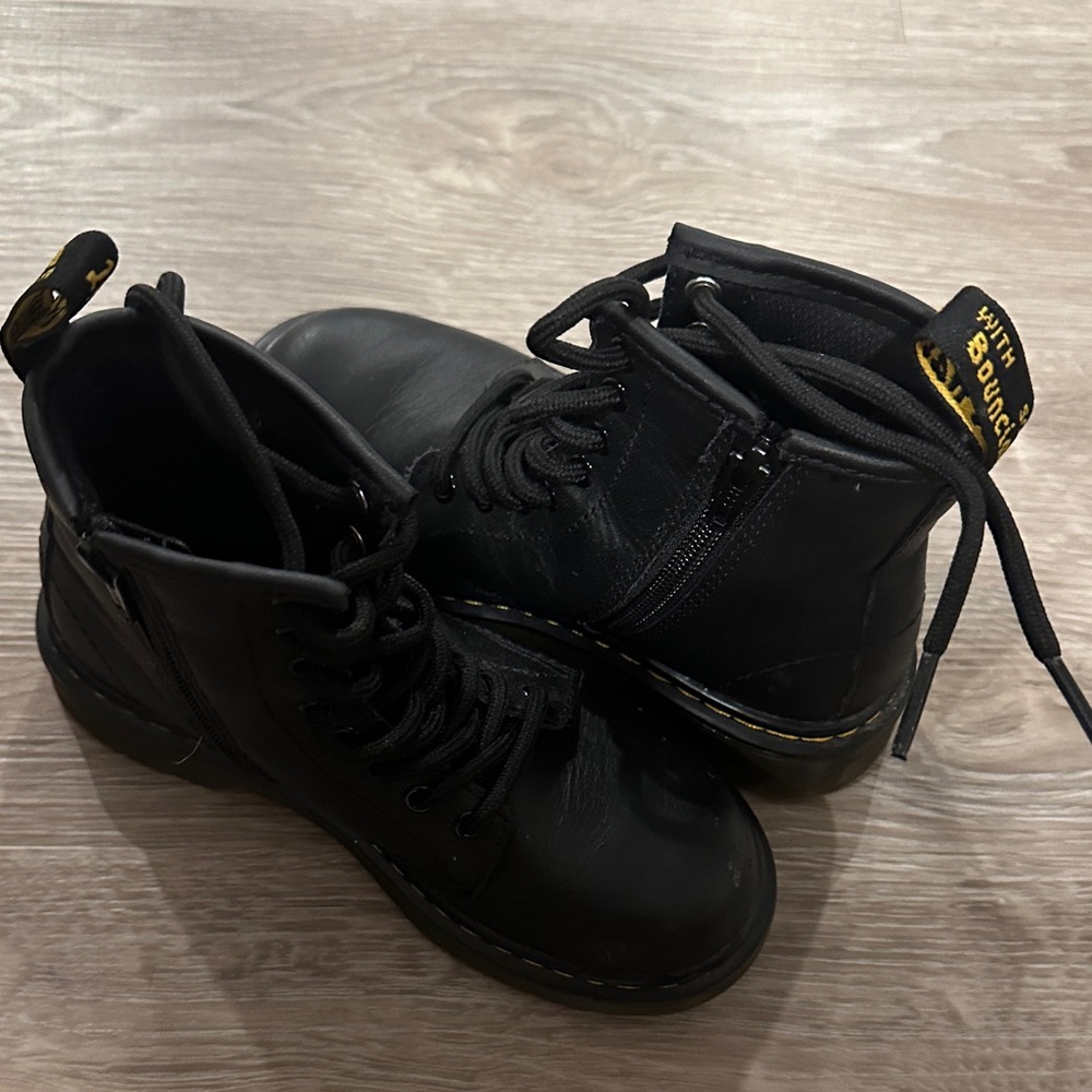 Dr. Martens Kids Black Boots with Yellow Accents